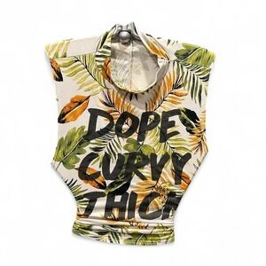 WOMENS AOP CROPPY TANK "DOPE, CURVY,‎ THICK" SIZE MEDIUM